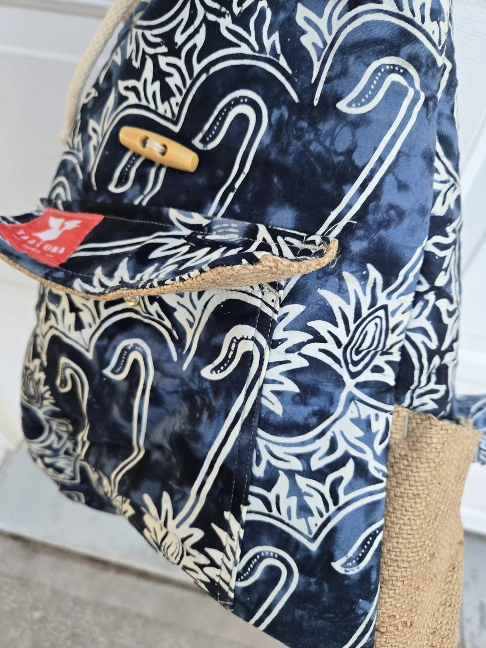 TaaLuma Tote Navy Floral Pattern Canvas Backpack